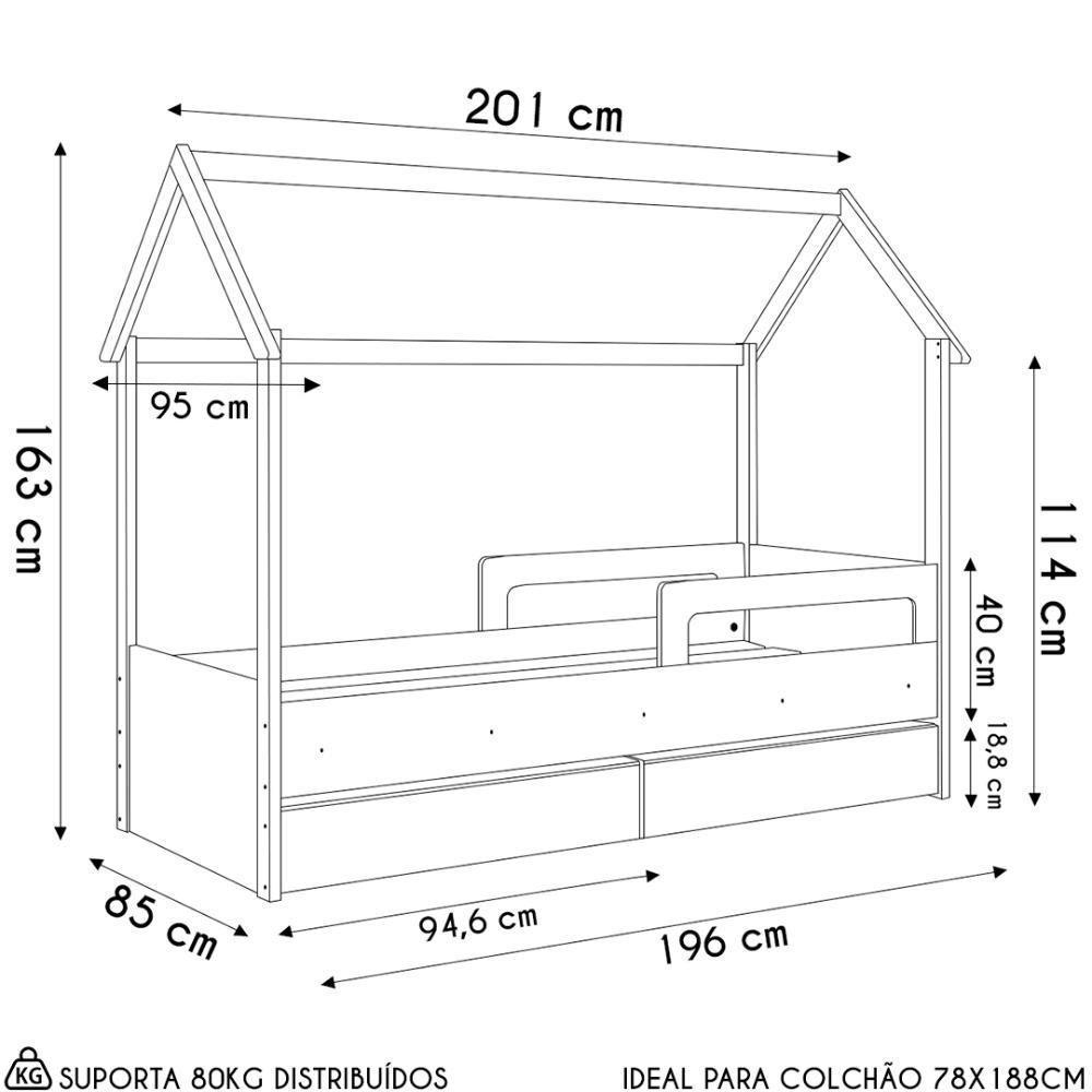 Cama Infantil Casinha Com 2 Gavetas Infix C06 Aveiro - Mpozenato - 4