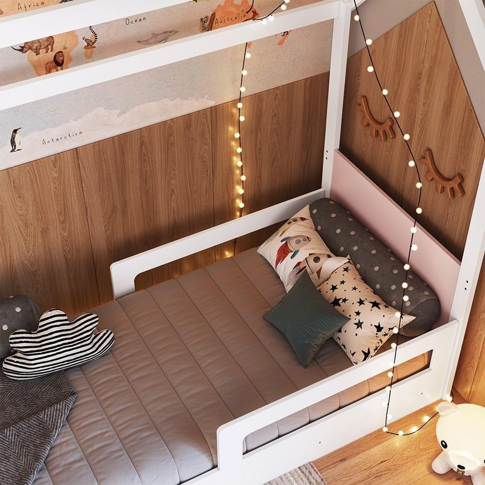 Cama Infantil Casinha Com 2 Gavetas Infix C06 Branco-rosa - Mpozenato - 6