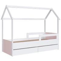 Cama Infantil Casinha Com 2 Gavetas Infix C06 Branco-rosa - Mpozenato - 1