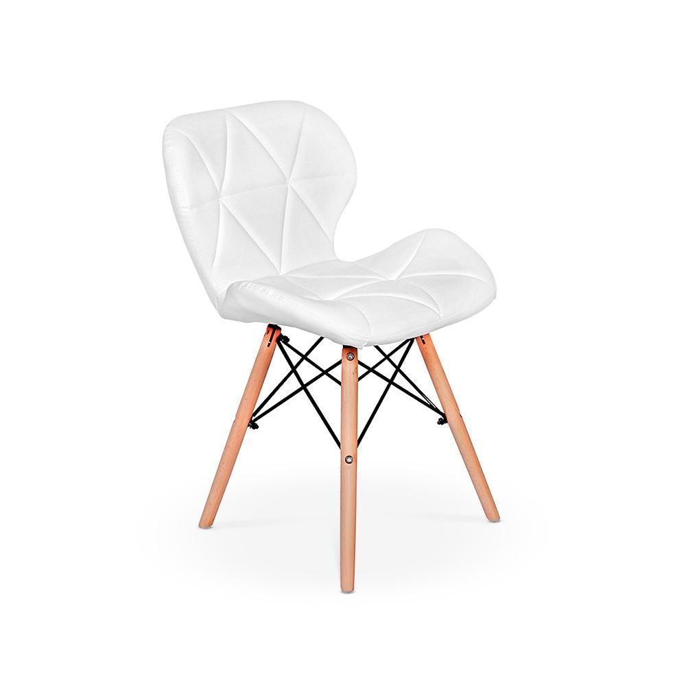 Cadeira Charles Eames Eiffel Slim Wood Estofada - Branca - 1