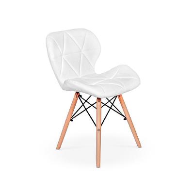 Cadeira Charles Eames Eiffel Slim Wood Estofada - Branca