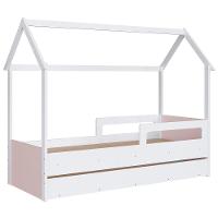 Cama Infantil Casinha Com Auxiliar Infix C06 Branco-rosa - Mpozenato - 1
