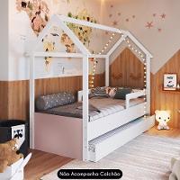 Cama Infantil Casinha Com Auxiliar Infix C06 Branco-rosa - Mpozenato - 5