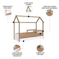 Cama Infantil Casinha Com Auxiliar Infix C06 Aveiro-branco - Mpozenato - 3