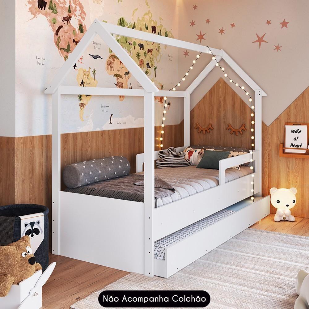 Cama Infantil Casinha Com Auxiliar Infix C06 Branco - Mpozenato - 7