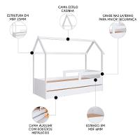 Cama Infantil Casinha Com Auxiliar Infix C06 Branco - Mpozenato