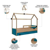 Cama Infantil Casinha Com 2 Gavetas Infix C06 Aveiro-azul - Mpozenato - 3