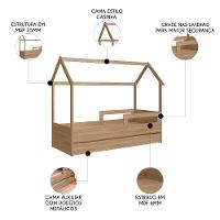 Cama Infantil Casinha Com Auxiliar Infix C06 Aveiro - Mpozenato - 6