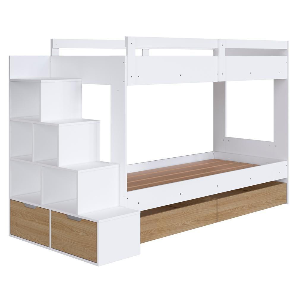 Beliche Infantil Com Escada E 4 Gavetas Infix C06 Branco-aveiro - Mpozenato - 1