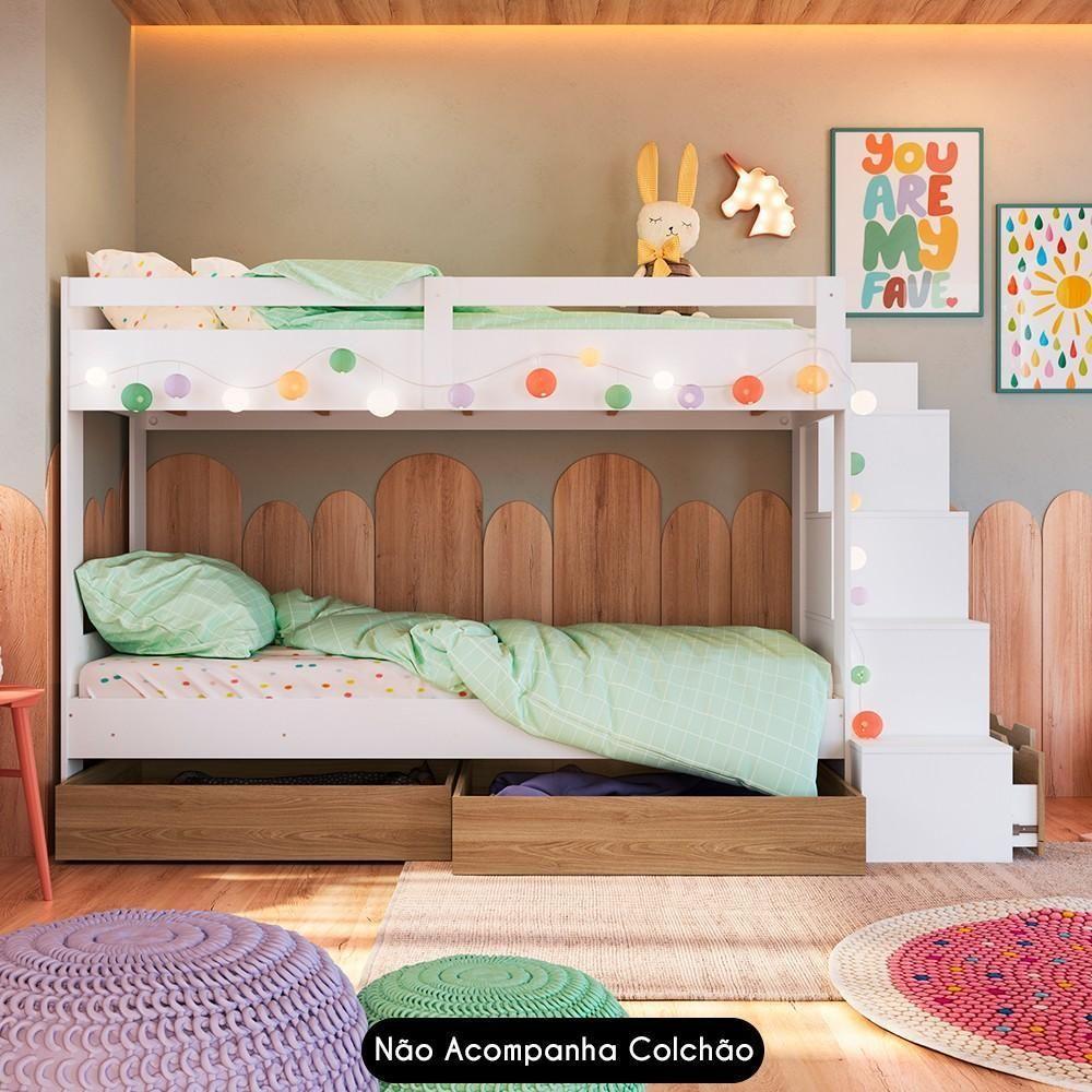 Beliche Infantil Com Escada E 4 Gavetas Infix C06 Branco-aveiro - Mpozenato - 5