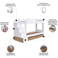 Beliche Infantil Com Escada E 4 Gavetas Infix C06 Branco-aveiro - Mpozenato - 3