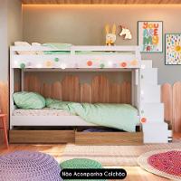 Beliche Infantil Com Escada E 4 Gavetas Infix C06 Branco-aveiro - Mpozenato - 5