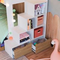 Beliche Infantil Com Escada E 4 Gavetas Infix C06 Branco-aveiro - Mpozenato - 7