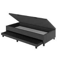 Bicama Box Baú Solteiro 88x188 Cm Samy S05 Linho Preto - Mpozenato - 5