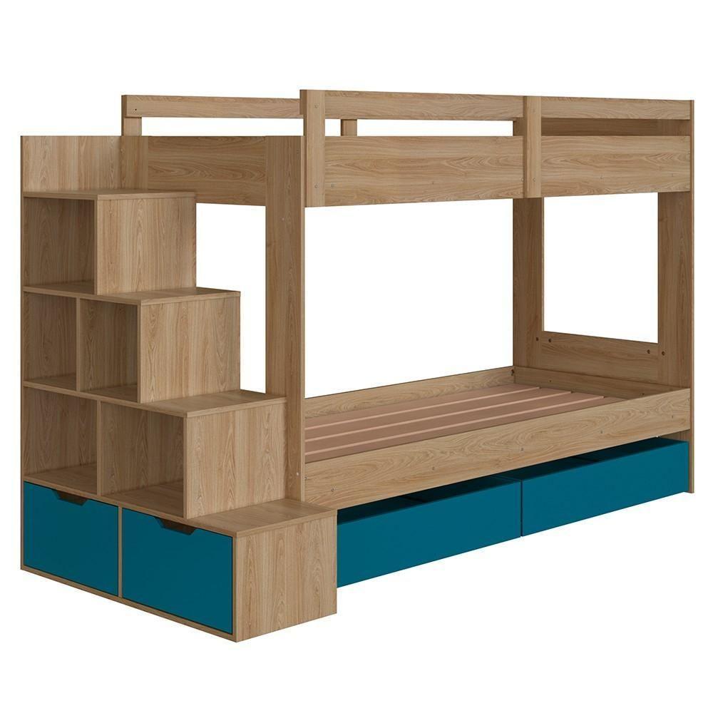 Beliche Infantil Com Escada E 4 Gavetas Infix C06 Aveiro-azul - Mpozenato - 1