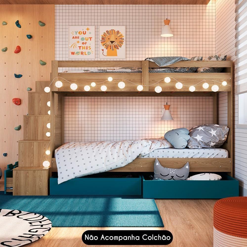 Beliche Infantil Com Escada E 4 Gavetas Infix C06 Aveiro-azul - Mpozenato - 5