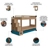 Beliche Infantil Com Escada E 4 Gavetas Infix C06 Aveiro-azul - Mpozenato - 3