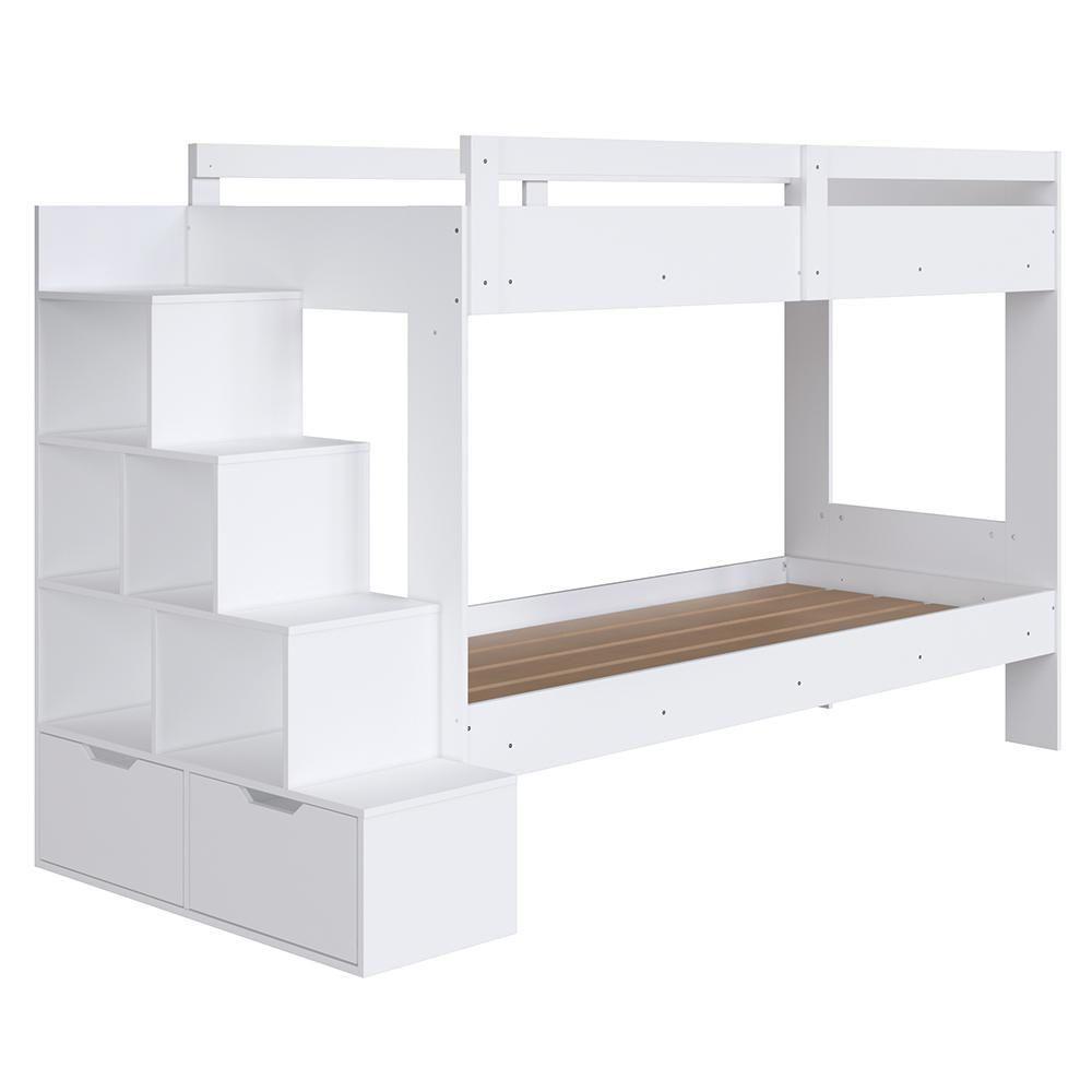 Beliche Infantil Com Escada Nichos E Gavetas Infix C06 Branco - Mpozenato - 1