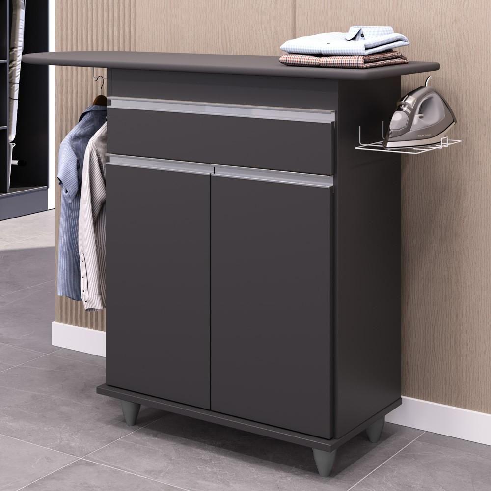 Tábua De Passar Com Balcão 2 Portas 1 Gaveta Larissa Preto - Lumil - 2