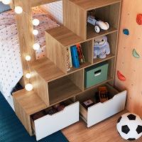 Beliche Infantil Com Escada E 4 Gavetas Infix C06 Aveiro-branco - Mpozenato - 2