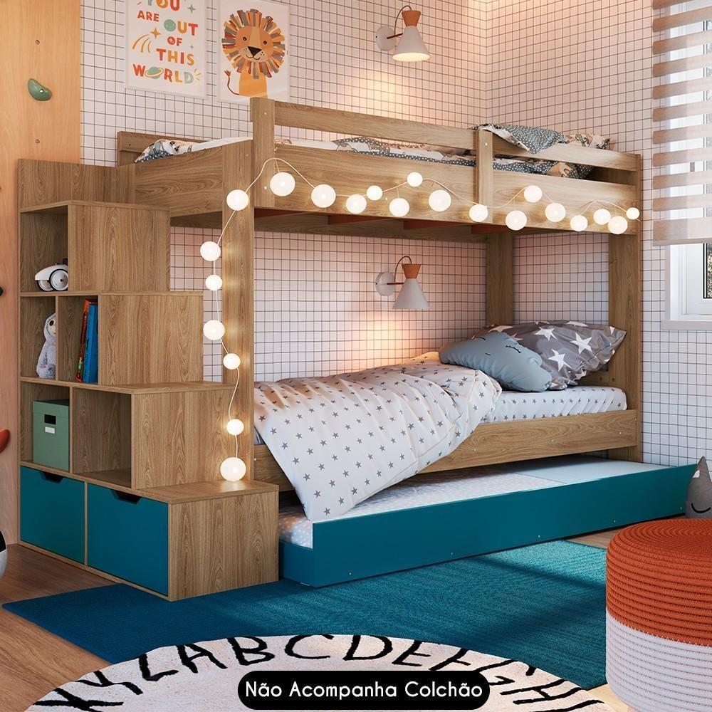 Treliche Infantil Com Escada E Nichos Infix C06 Aveiro-azul - Mpozenato - 2