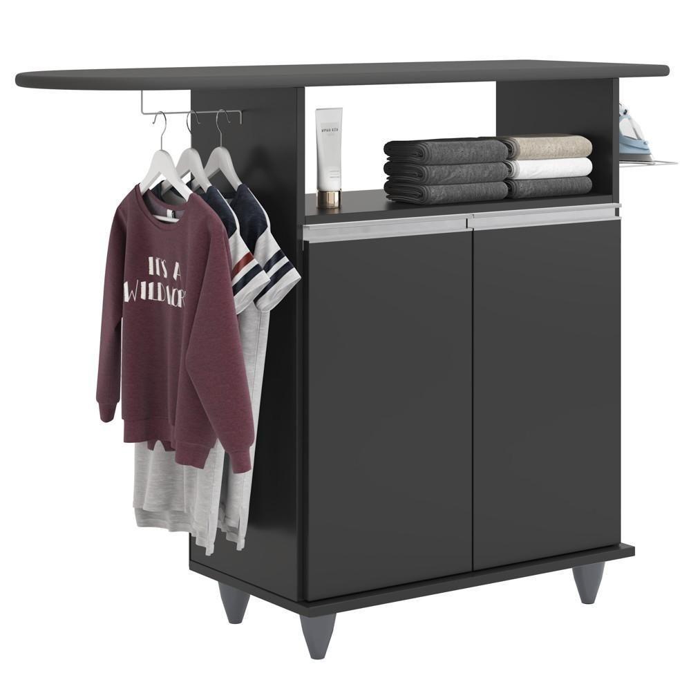 Tábua De Passar Com Balcão 2 Portas Carla Preto - Lumil - 1