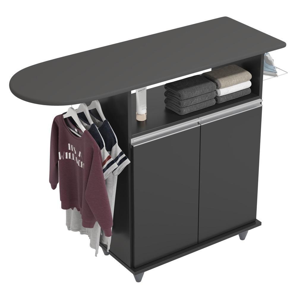 Tábua De Passar Com Balcão 2 Portas Carla Preto - Lumil - 5