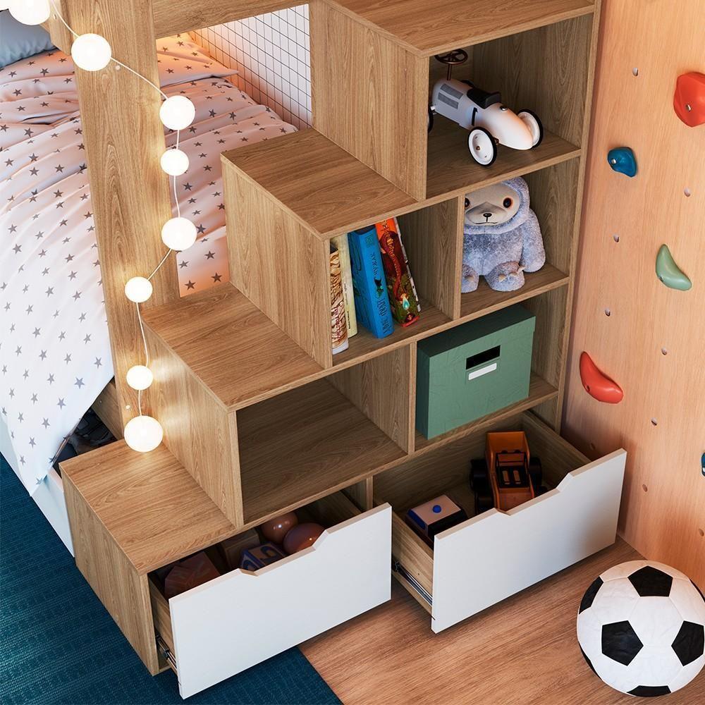 Treliche Infantil Com Escada E Nichos Infix C06 Aveiro-branco - Mpozenato - 6