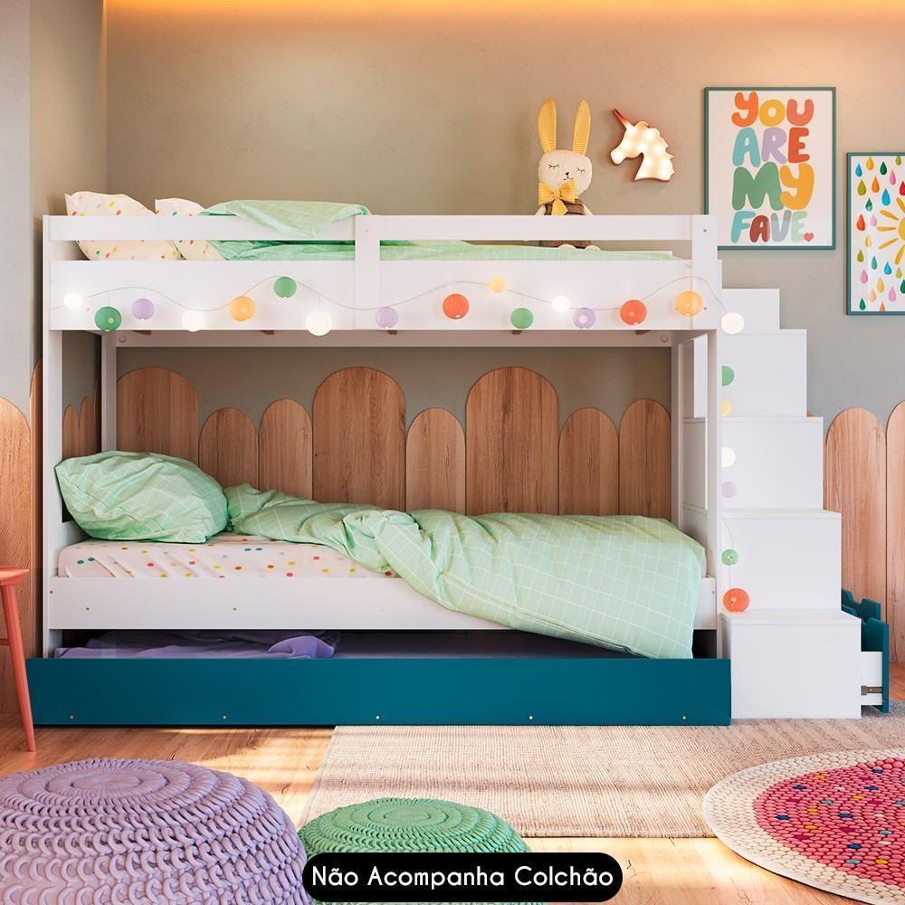 Treliche Infantil Com Escada E Nichos Infix C06 Branco-azul - Mpozenato - 6