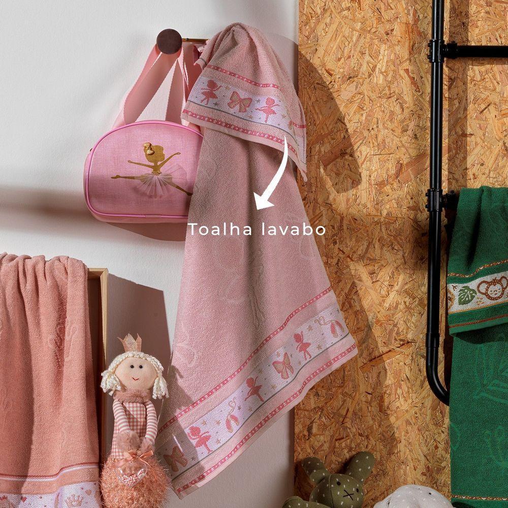 Toalha Lavabo Infantil Soft Kids 100% Algodão 32x45cm Appel Rosa Fita - Bailarina - 2