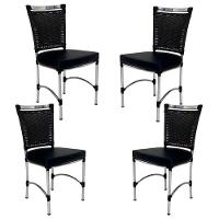 4 Cadeiras Em Alumínio E Fibra Sintética Jk Cozinha Edícula Preto E Nautico Preto - 1