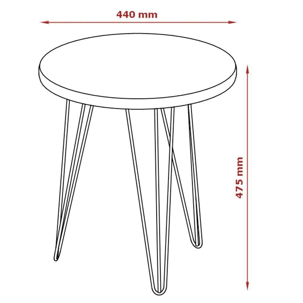 Mesa Lateral Redonda Base Aço Evolution Off White - Patrimar - 3