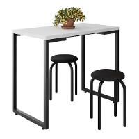 Mesa De Cozinha Bistrô Porto Branco 90cm Com 2 Banquetas Industriais Maviê Preto - Mpozenato - 1