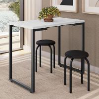 Mesa De Cozinha Bistrô Porto Branco 90cm Com 2 Banquetas Industriais Maviê Preto - Mpozenato - 2