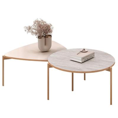 Mesa De Centro Para Sala Pés Metálicos Zira E Nala Quartzo-off - Mpozenato
