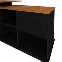 Mesa Escrivaninha Em L 2 Gavetas E Nichos Golden A06 Freijó-preto - Mpozenato - 7