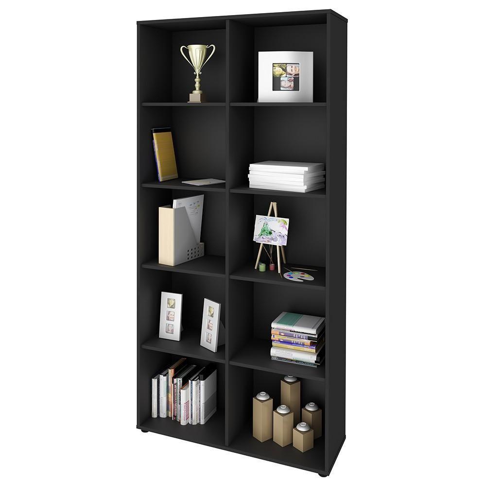 Mesa Escrivaninha Em L Eron E Estante Livreiro 90x187cm Lean A06 Ipê-preto - Mpozenato - 10