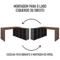 Mesa Escrivaninha Em L Eron E Estante Livreiro 90x187cm Lean A06 Ipê-preto - Mpozenato - 6