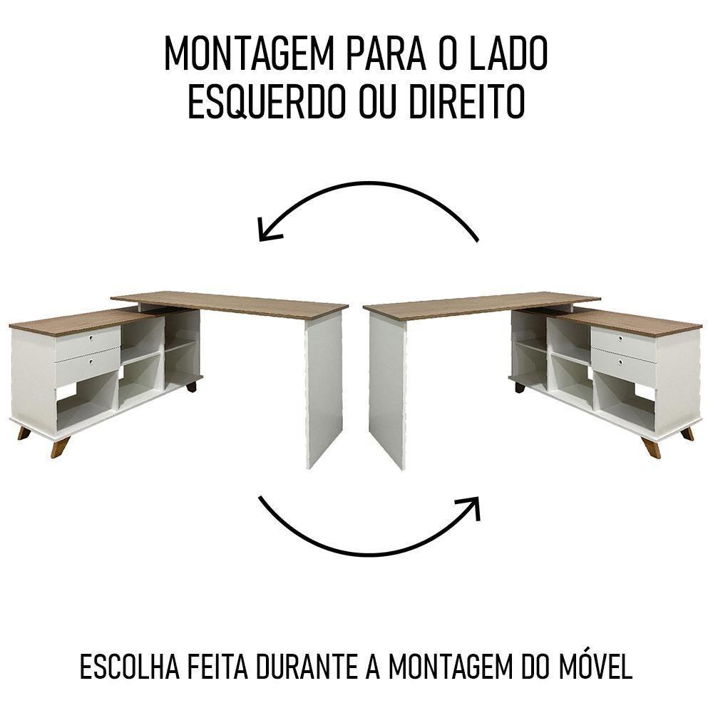 Mesa Escrivaninha Em L Golden E Gaveteiro 2 Gavetas May A06 Olmo-branco - Mpozenato - 7