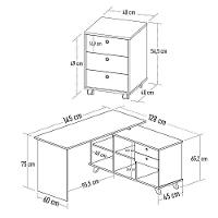 Mesa Escrivaninha Em L Golden E Gaveteiro 2 Gavetas May A06 Olmo-branco - Mpozenato - 6