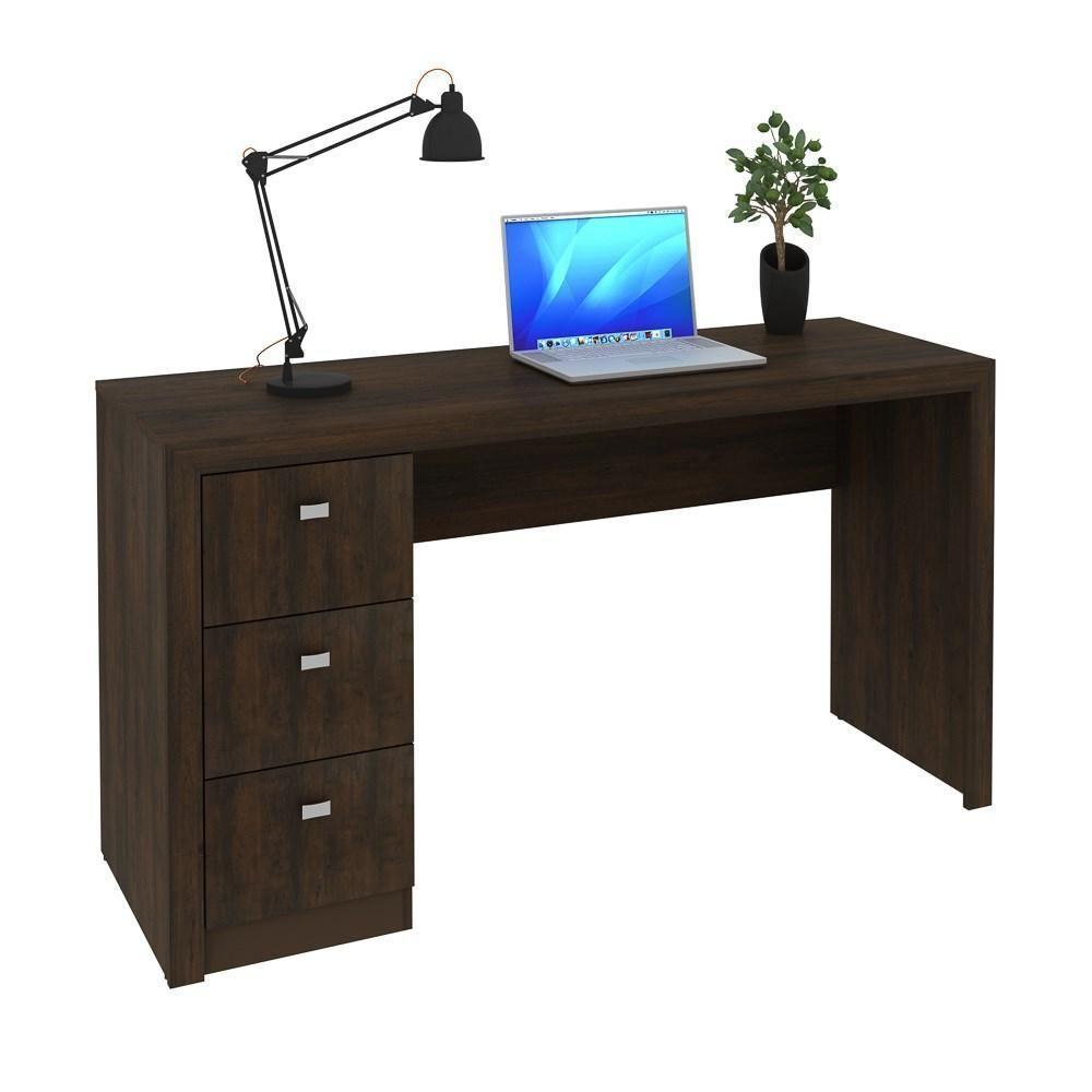 Mesa Para Computador 3 Gavetas Me4102 Rústico - Tecno Mobili - 1
