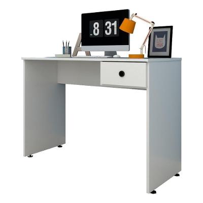 Mesa para Computador Notebook Escrivaninha Retangular Dubai L03 1 Gaveta MDF 101cm Branco