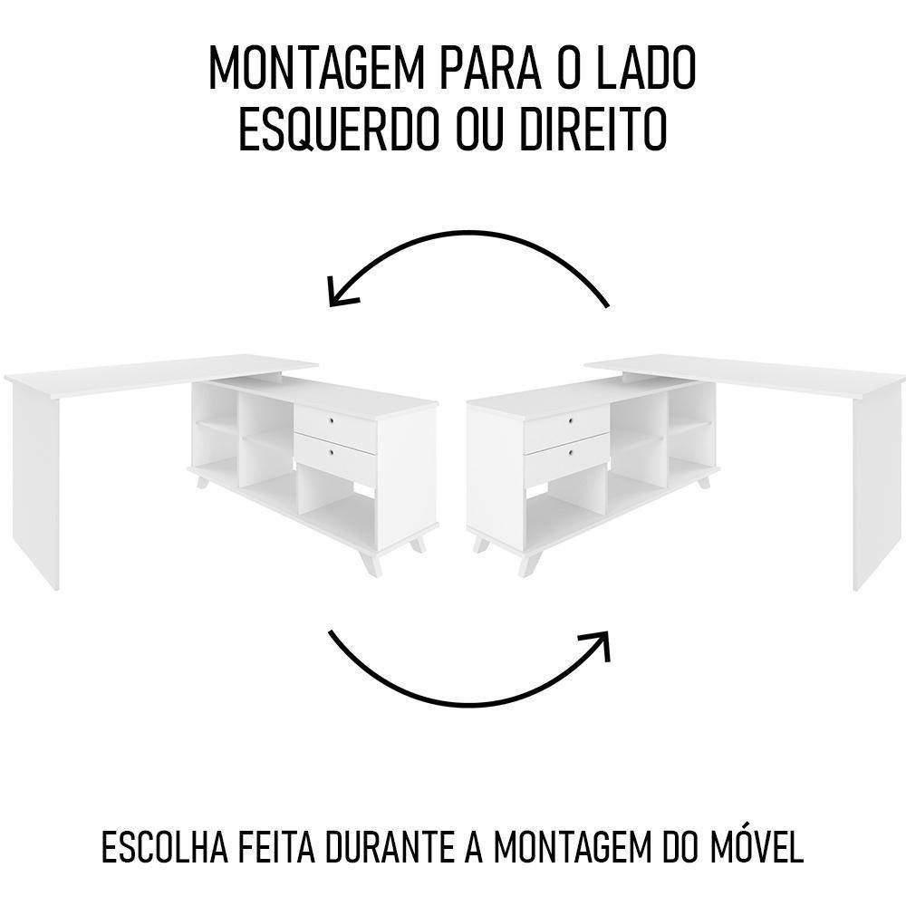 Mesa Escrivaninha Em L Golden E Gaveteiro 3 Gavetas Nil A06 Branco - Mpozenato - 7