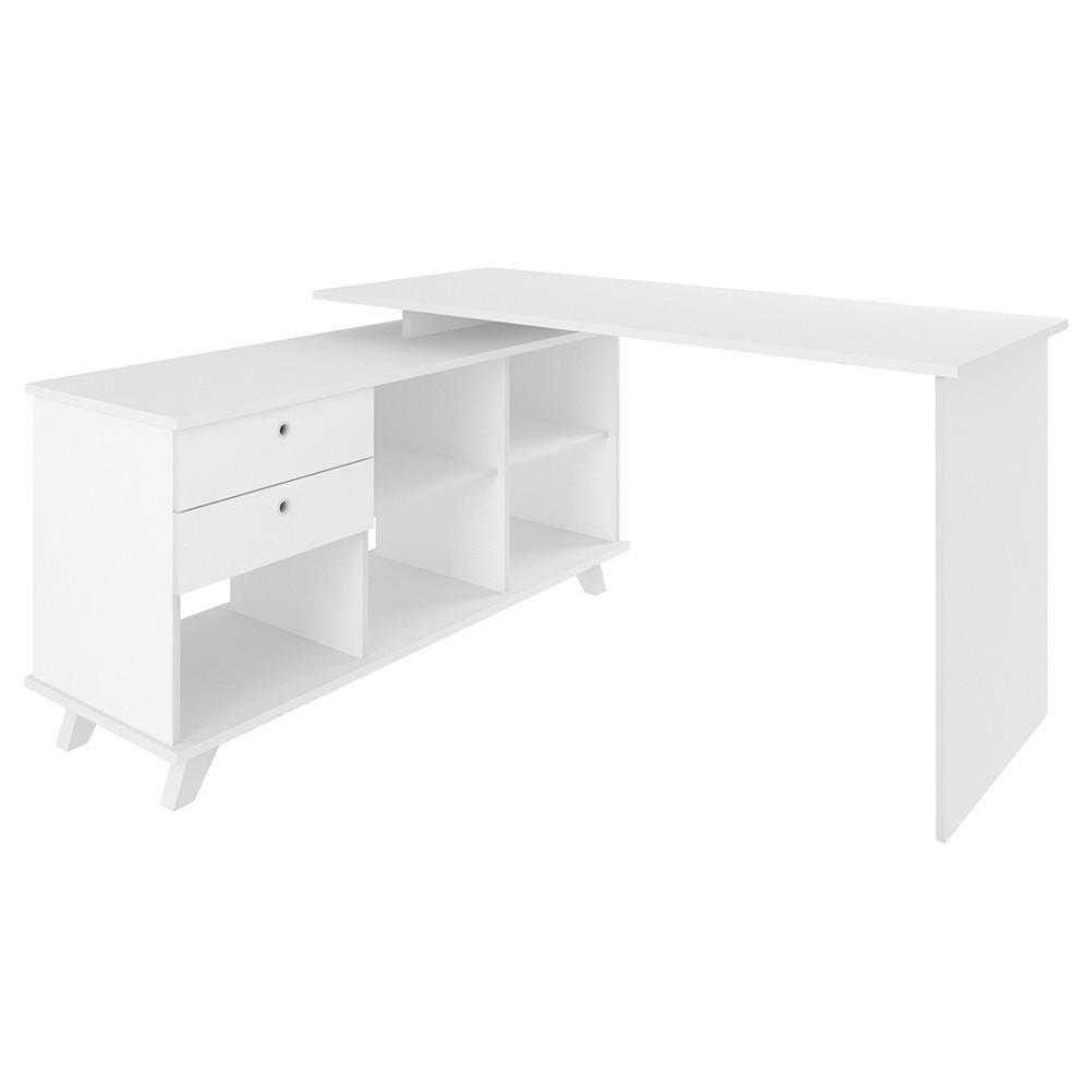 Mesa Escrivaninha Em L Golden E Gaveteiro 3 Gavetas Nil A06 Branco - Mpozenato - 8