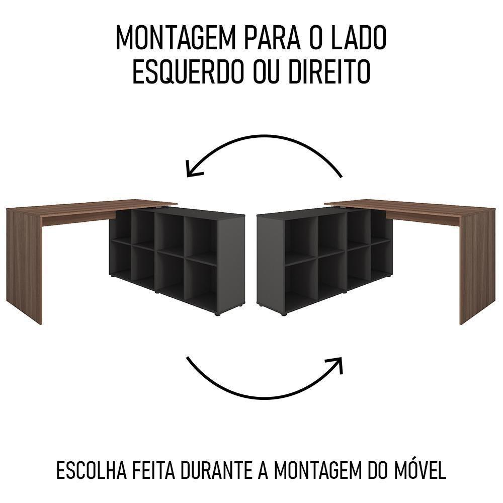 Mesa Escrivaninha Em L Eron E Gaveteiro Com Rodízios Mity A06 Ipê-preto - Mpozenato - 6