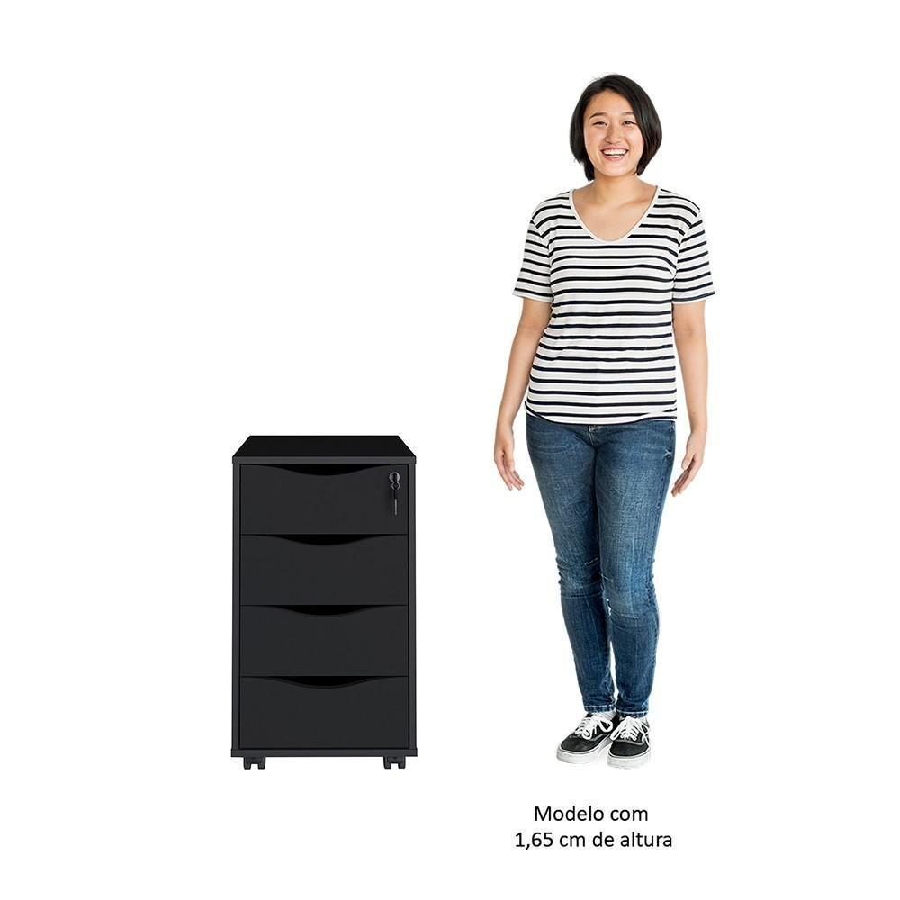 Mesa Escrivaninha Em L Eron E Gaveteiro Com Rodízios Mity A06 Ipê-preto - Mpozenato - 8