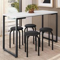 Mesa De Cozinha Bistrô Porto Branco 120cm Com 4 Banquetas Industriais Maviê Preto - Mpozenato - 2