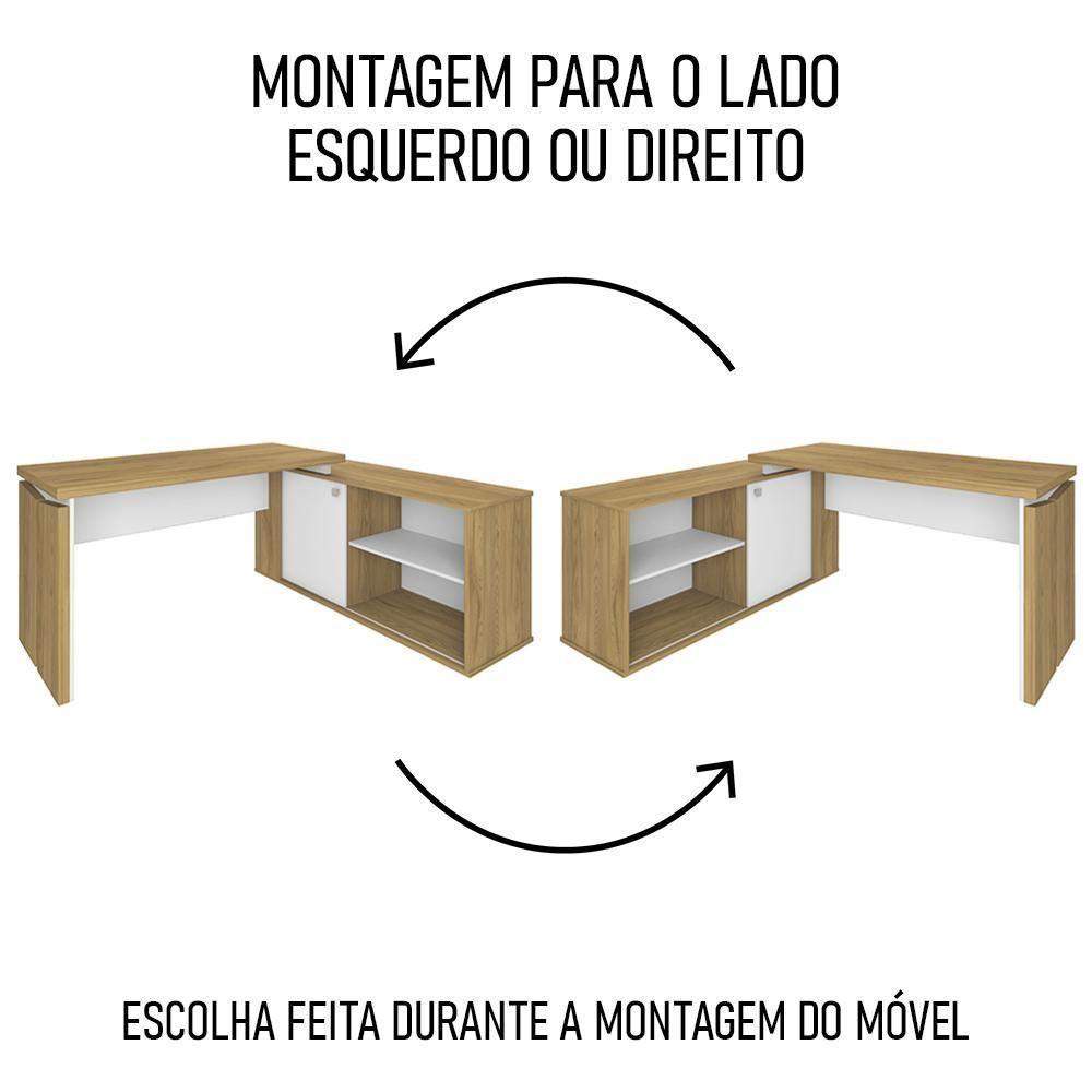 Mesa Escrivaninha Em L Sharp E Gaveteiro 2 Gavetas Tok A06 Olmo-branco - Mpozenato - 9