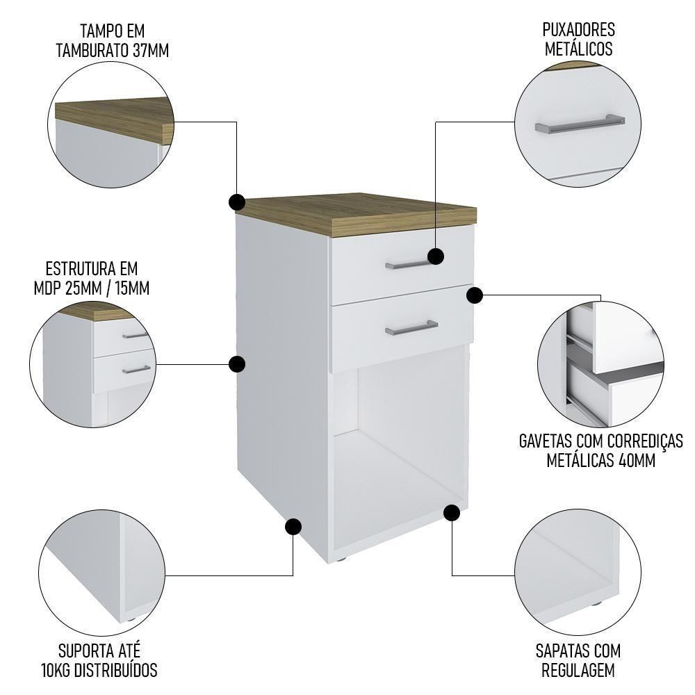 Mesa Escrivaninha Em L Sharp E Gaveteiro 2 Gavetas Tok A06 Olmo-branco - Mpozenato - 10