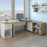 Mesa Escrivaninha Em L Sharp E Gaveteiro 2 Gavetas Tok A06 Olmo-branco - Mpozenato - 6